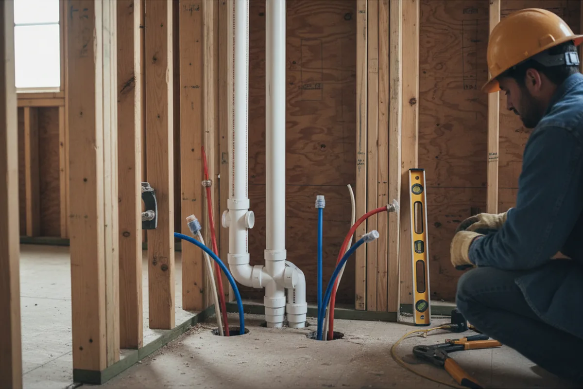 Drain and supply rough-in during Leak Detection in Basin