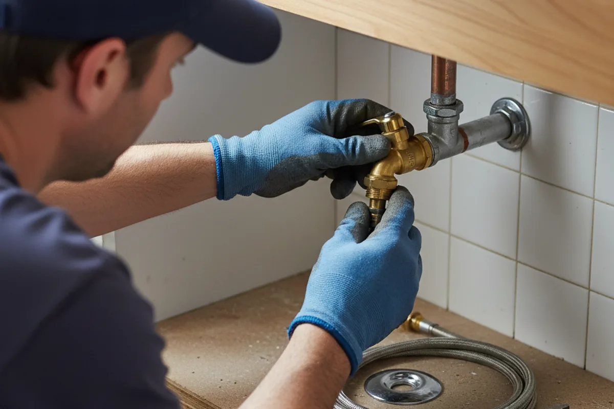 Shutoff valve and fitting work during Emergency Plumbing in Basin